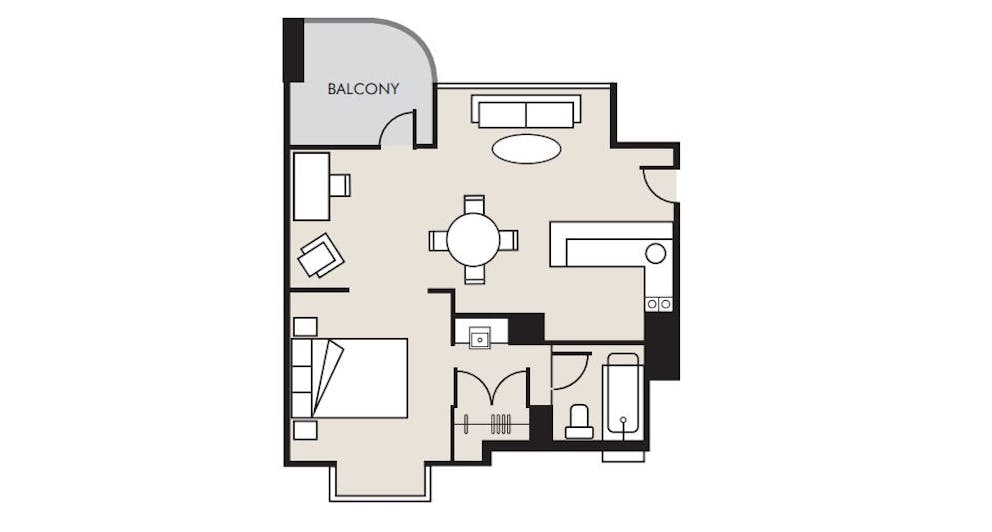 Floorplan One Bedroom Delux King Suite